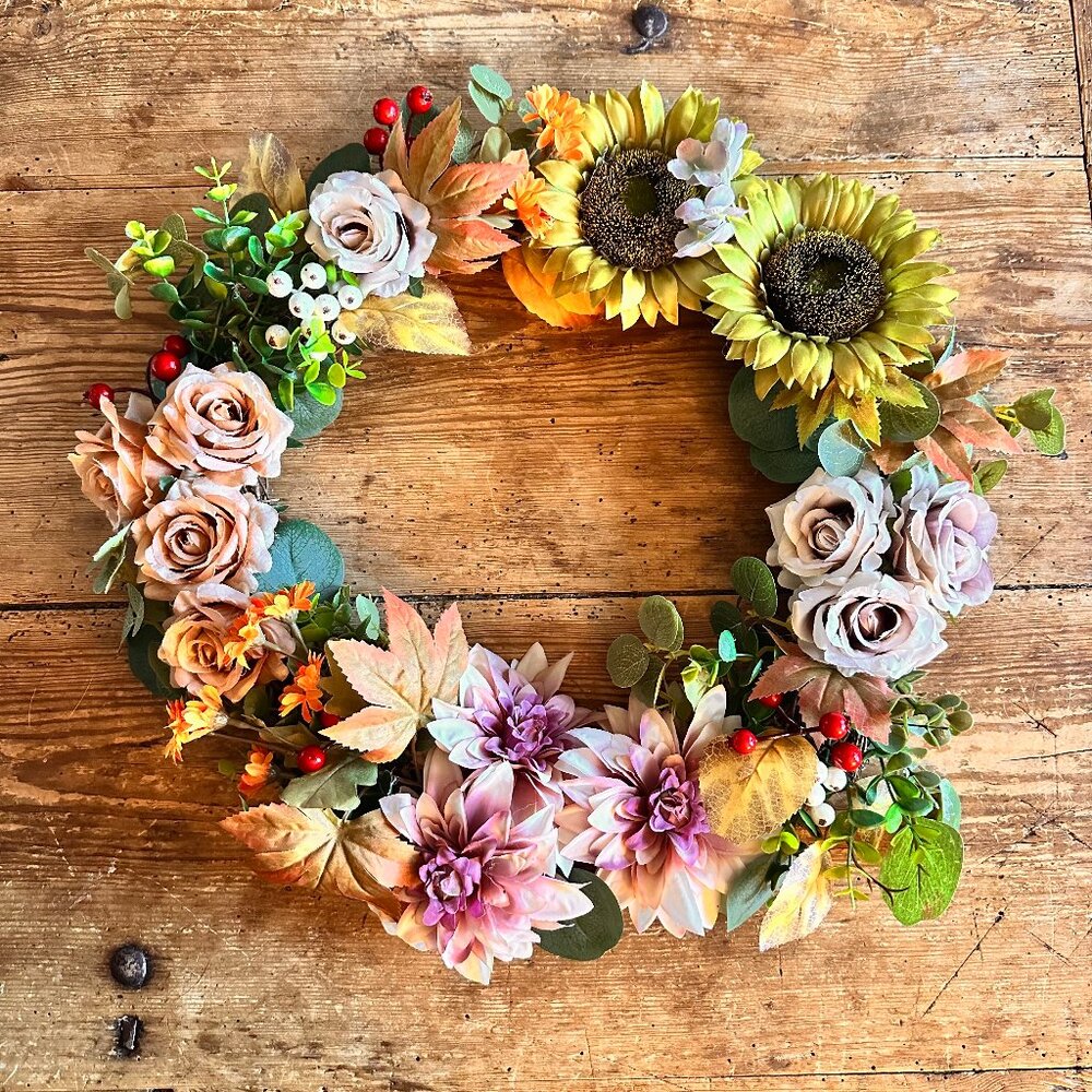 NEW Floral Wreath- Dahlia, Roses, Greenery